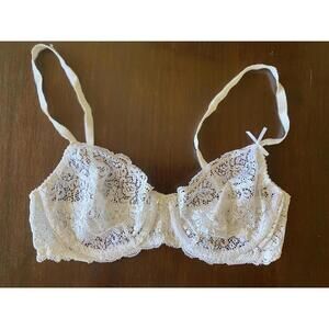 80's Oscar de la Renta Union Made White Stretch Lace Bra 36C USA Style 1290 NWOT